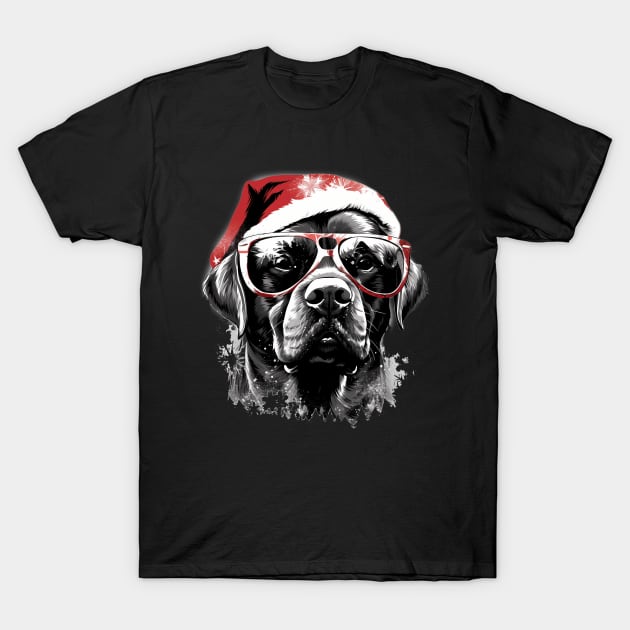 Magical Christmas Labrador in the snow: cute four-legged friend with festive hat T-Shirt by MLArtifex